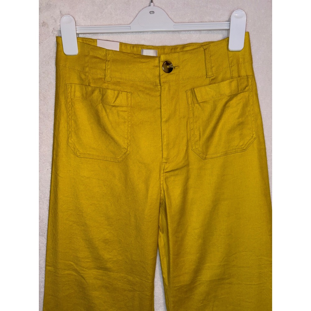 Maeve The Colette Wide Leg Cropped Pants Limelight Yellow Size 28 NWT - Picture 3 of 10